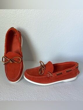 Ralph Lauren orange Suede Boat Shoes